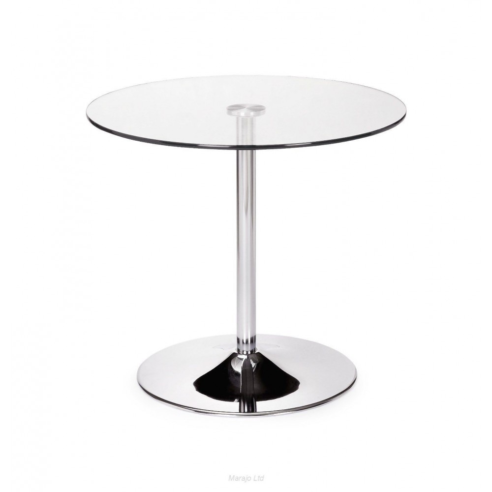 Kudos Round chrome & Glass Pedastal Table
